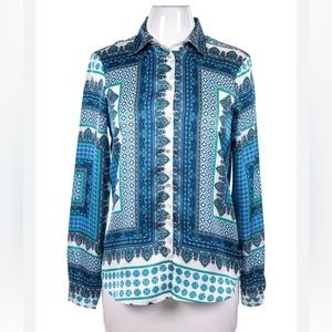 Blue and White Zara button down blouse